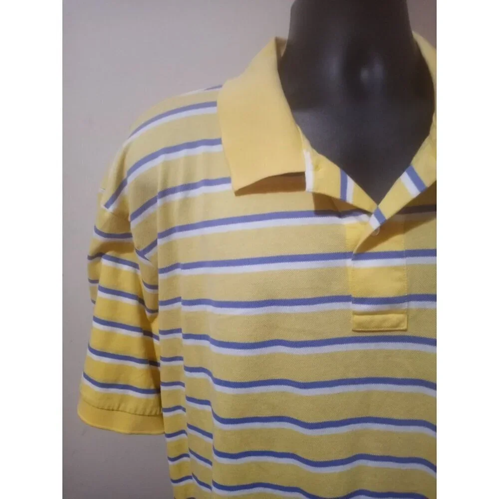Polo Ralph Lauren Shirt Mens 3XB Big Striped Blue Yellow White 100% Pima Cotton